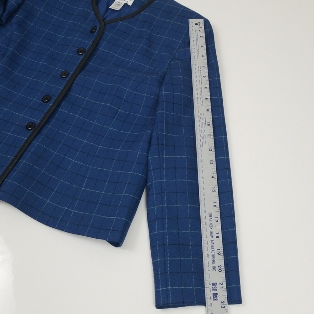 Pendleton Blue Window Pane Plaid Wool Blazer C4 - image 8